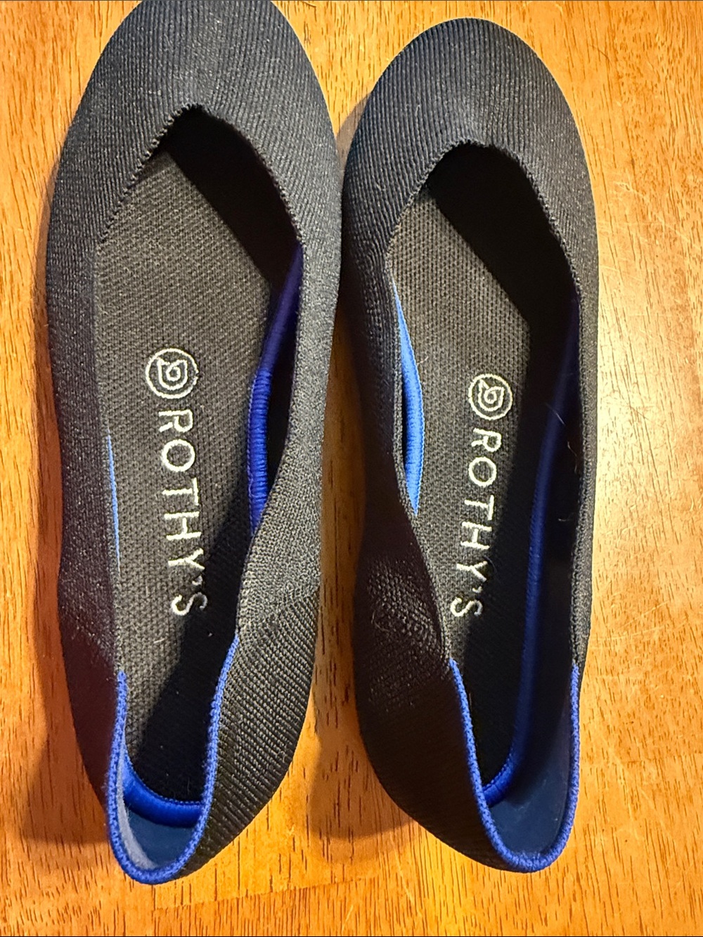 Rothy's Black Knit Ballet Flats with Blue Trim 7.5US - Picture 3 of 5